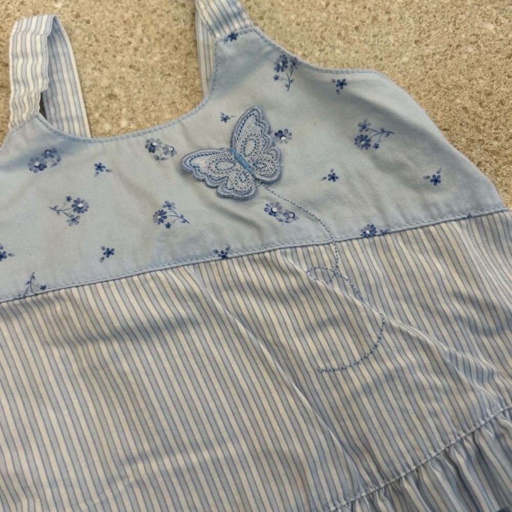 Carter’s Baby Blue Striped Floral Butterfly Tank Top - Picture 3 of 4
